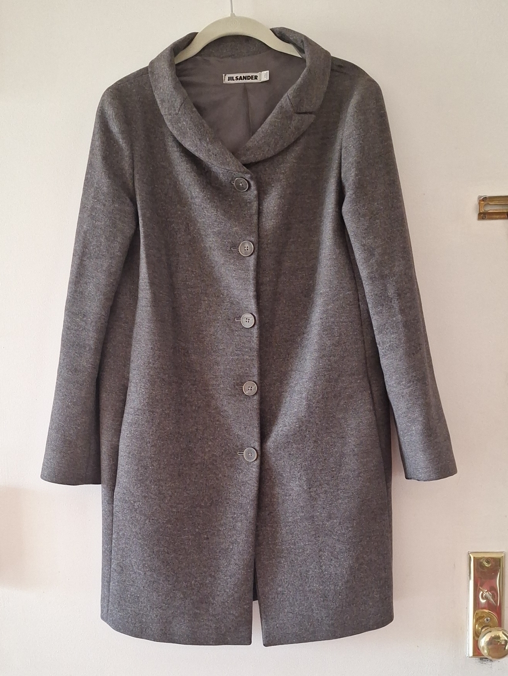 Grey Jil Sander Tailored Wool Car Coat